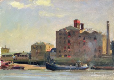 Gegen die Flut, Rotherhithe, 1992 von Trevor Chamberlain